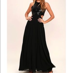 Lulus’ Nothin’ But Love Black Sequin Maxi Dress